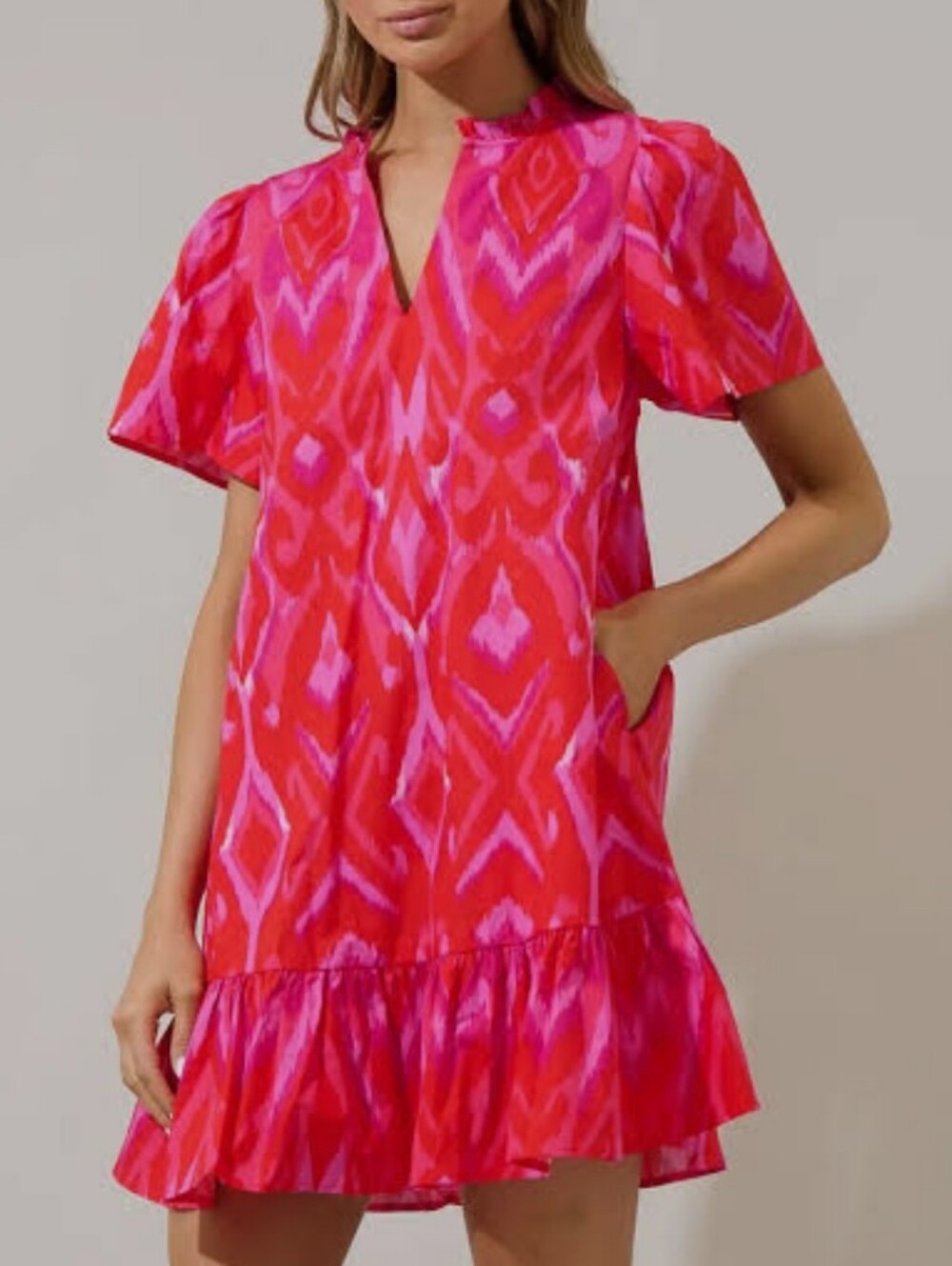 Sugarlips Belvin Ikat Celeste Cotton Mini Dress